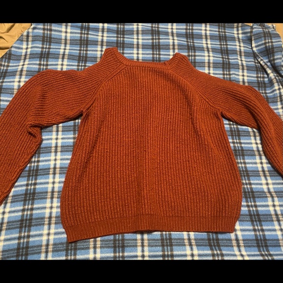 Sweaters - Forever 21 Burgundy Open Shoulder Knit Sweater